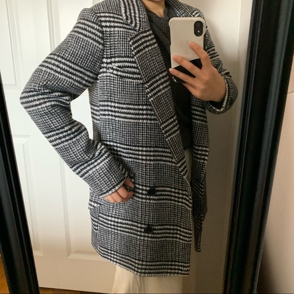 ASOS Design Petite Checked Pea Coat - Picture 2 of 10